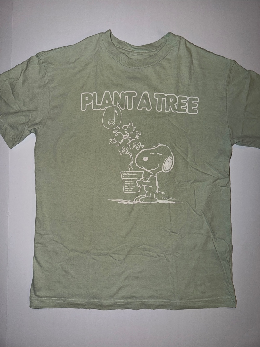 Plant A Tree Snoopy Graphic Tee - Sage Green